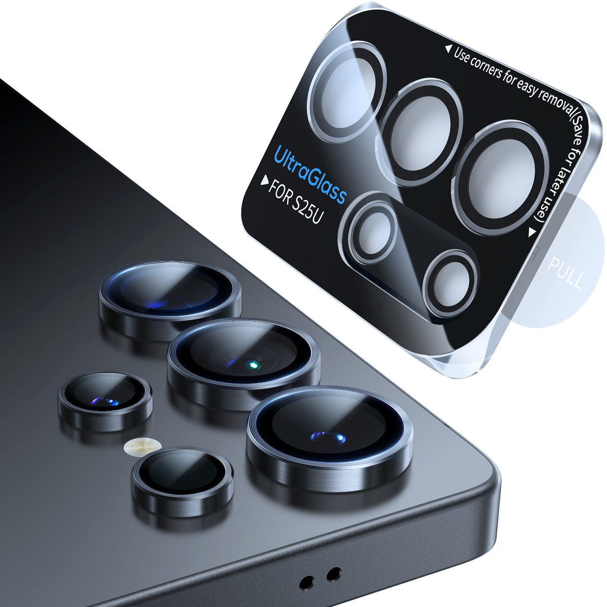 UltraGlass Samsung Galaxy S25 Ultra Camera Lens Protector,Black
