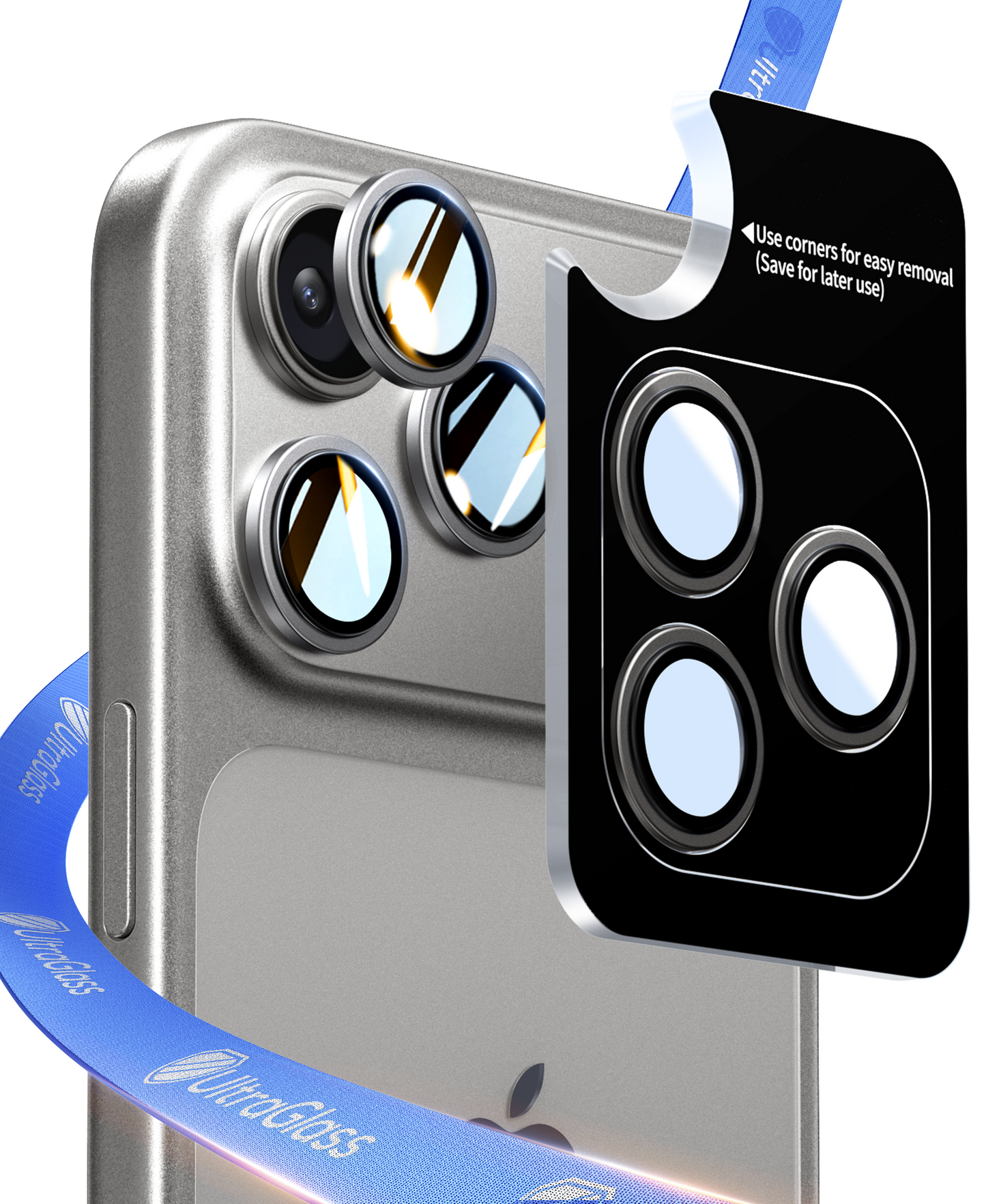 UltraGlass UNBREAK TOP 9H Glass for iPhone 17 Pro/Pro Max Camera Lens Protector, Natural Titanium