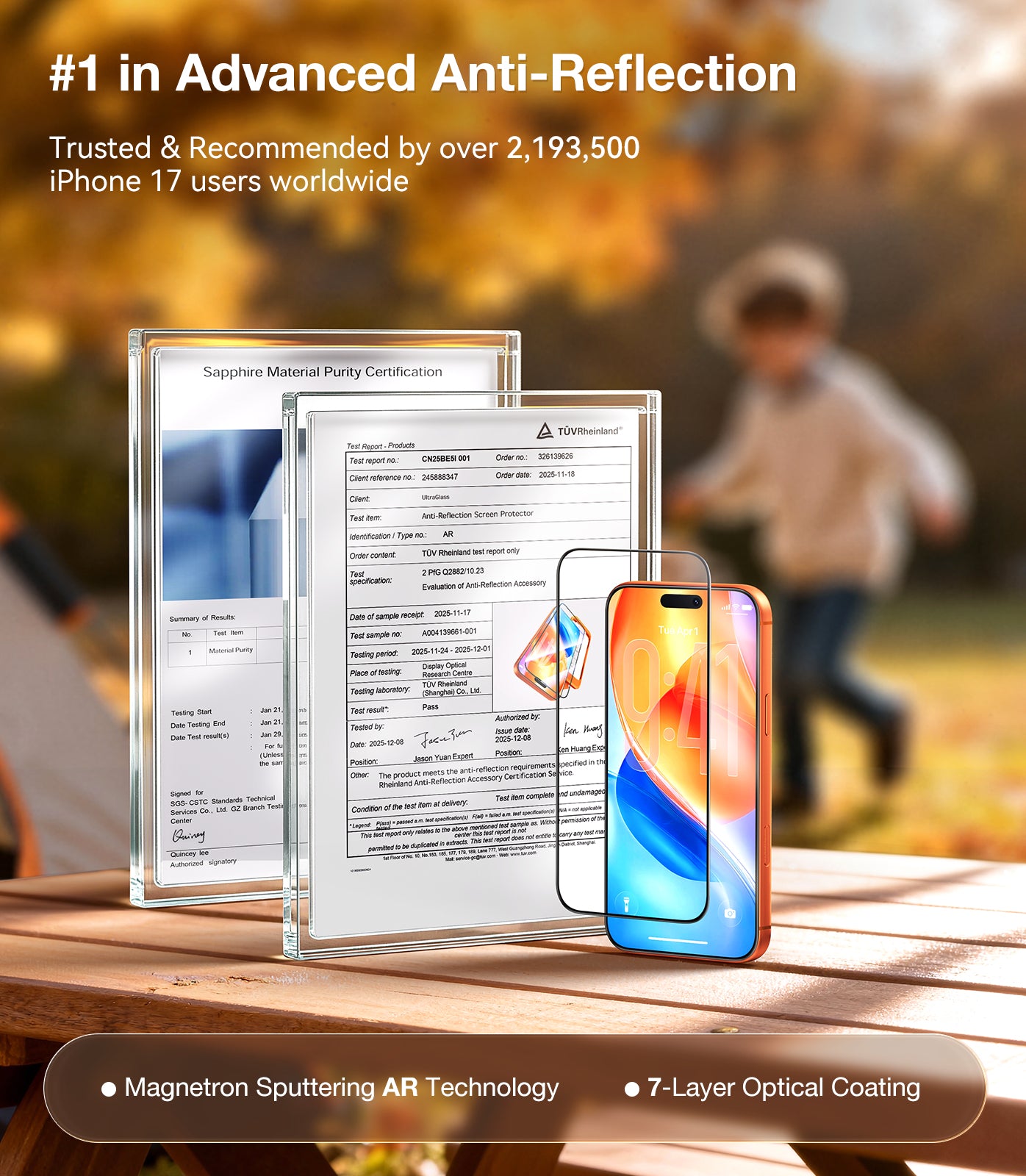 UltraGlass UNBREAK TOP 9H+ Armor for iPhone 17 Pro Max Screen Protector Anti-Reflection, 2 Pack