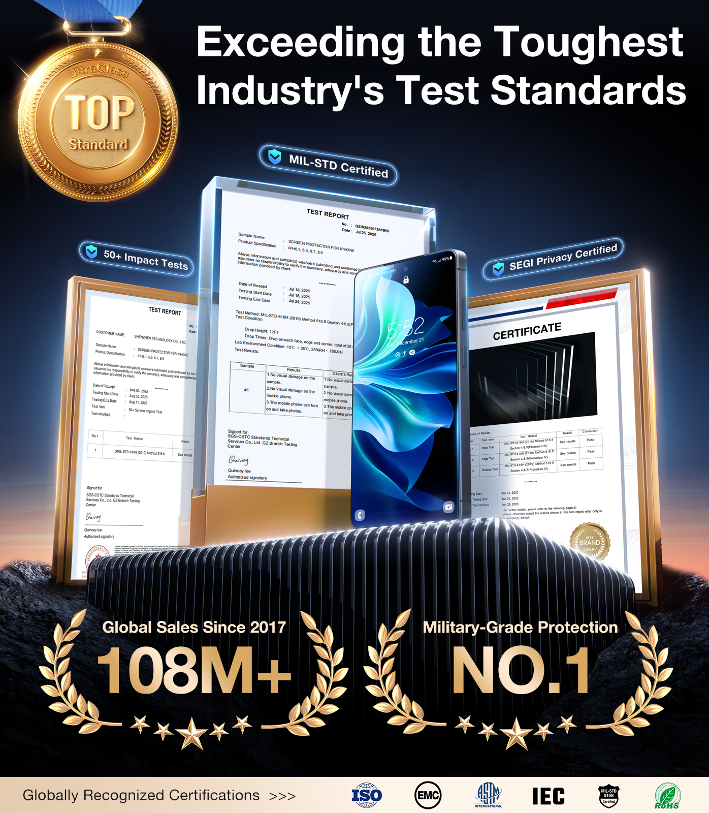 UltraGlass Samsung Galaxy S26 Ultra Privacy Screen Protector, 2 Pack