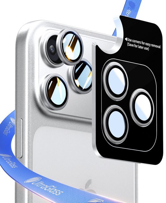 UltraGlass UNBREAK TOP 9H Glass for iPhone 17 Pro/Pro Max Camera Lens Protector, White Titanium