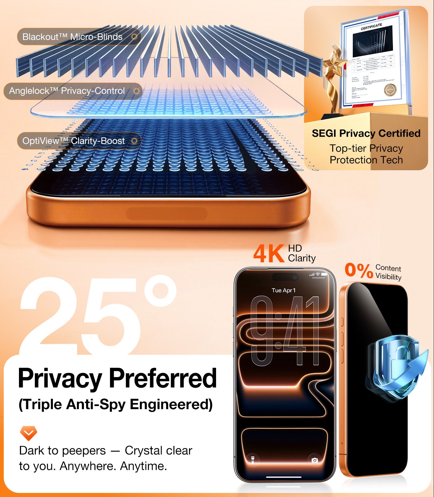 UltraGlass iPhone 17 Pro Max Privacy Screen Protector, 2 Pack