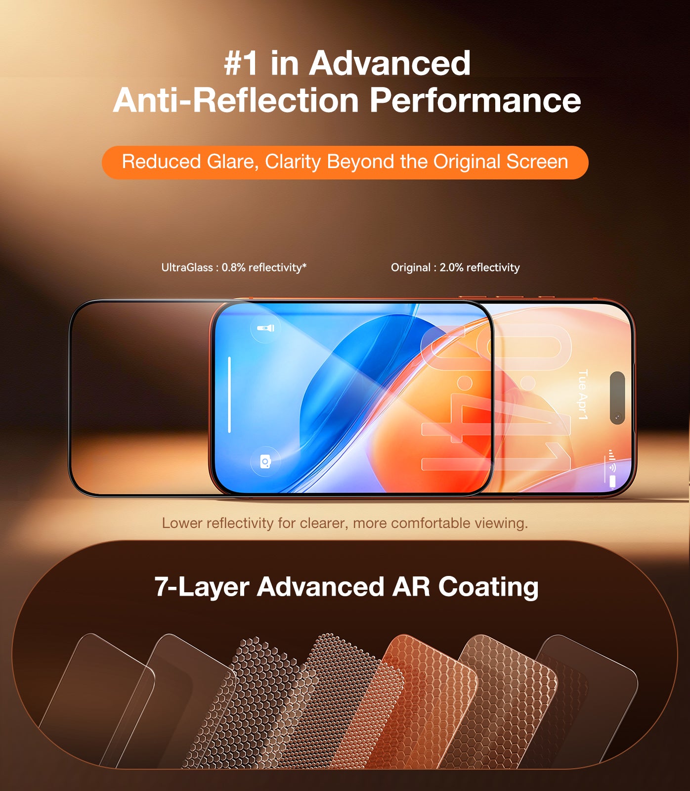 UltraGlass UNBREAK TOP 9H+ Armor for iPhone 17 Pro Max Screen Protector Anti-Reflection, 2 Pack