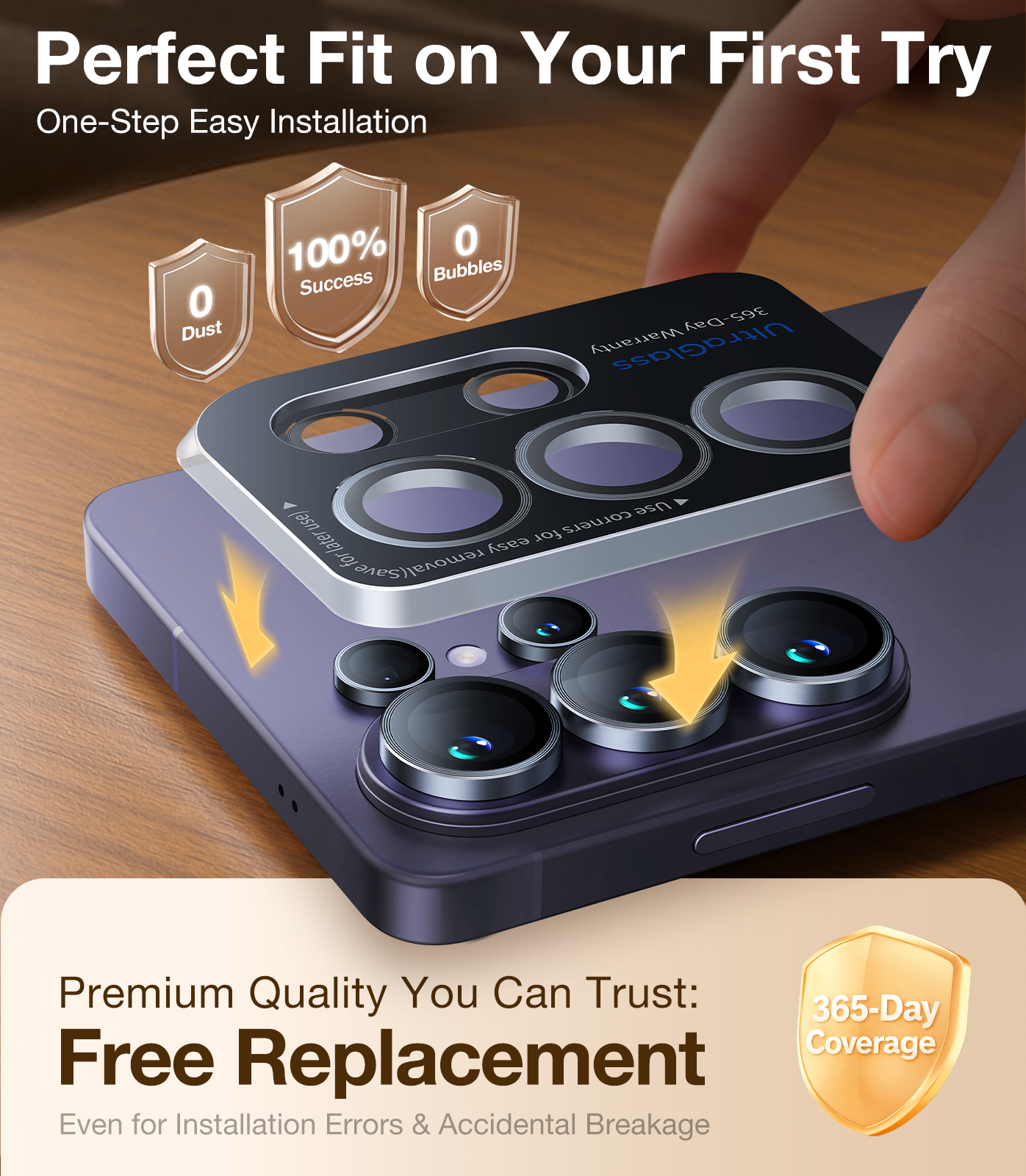 UltraGlass Samsung Galaxy S26 Ultra Camera Lens Protector ，Titanium Black