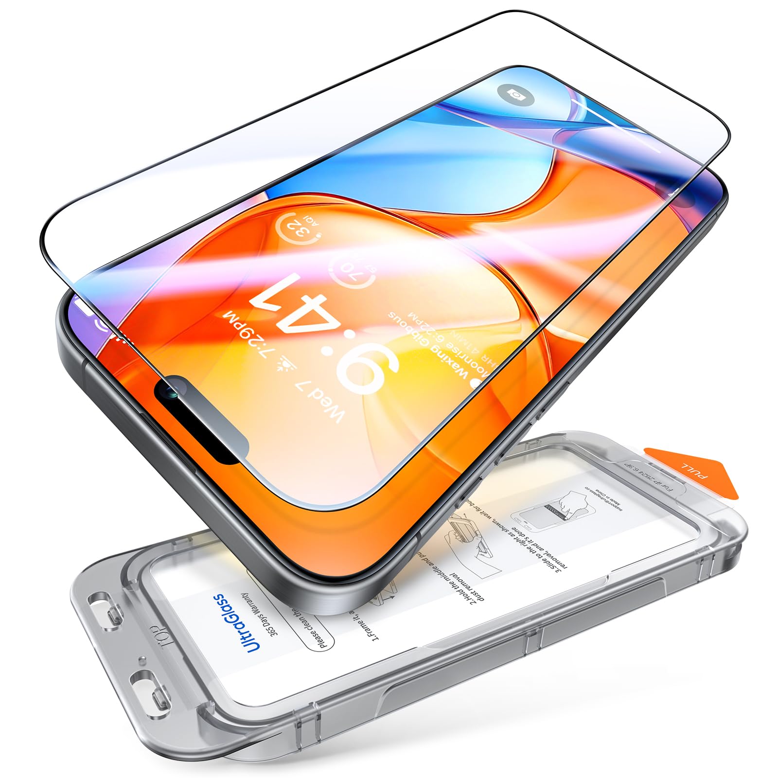 UltraGlass Top 9H+ Glass for iPhone 16 Plus Privacy Screen Protector 2024 [No.1 Military Grade Shatterproof & 100% Anti Spy] Privacy Screen Tempered Glass [Longest Durable] 2 Pack