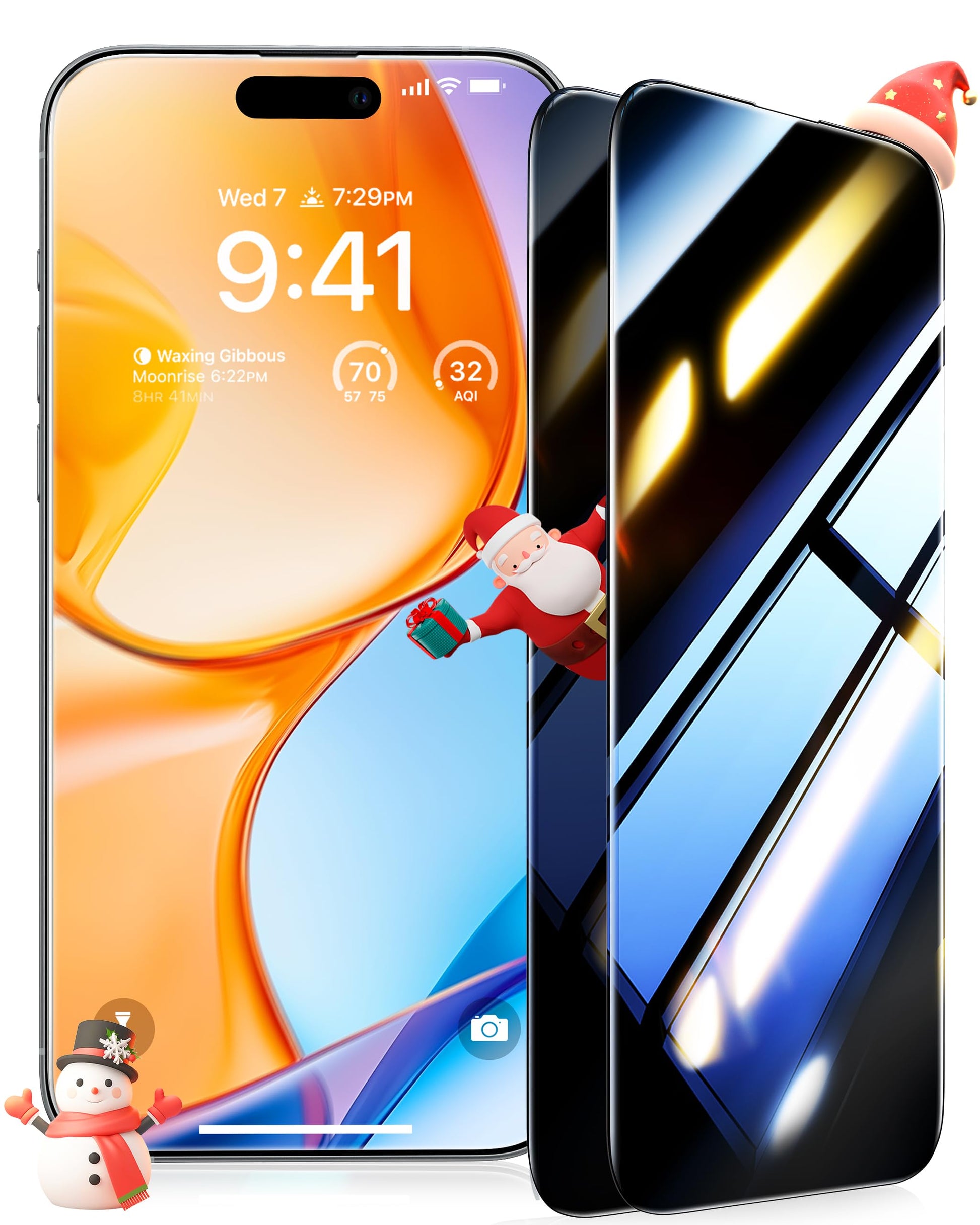 UltraGlass Top 9H+ Glass for iPhone 16 Plus Privacy Screen Protector 2024 [No.1 Military Grade Shatterproof & 100% Anti Spy] Privacy Screen Tempered Glass [Longest Durable] 2 Pack