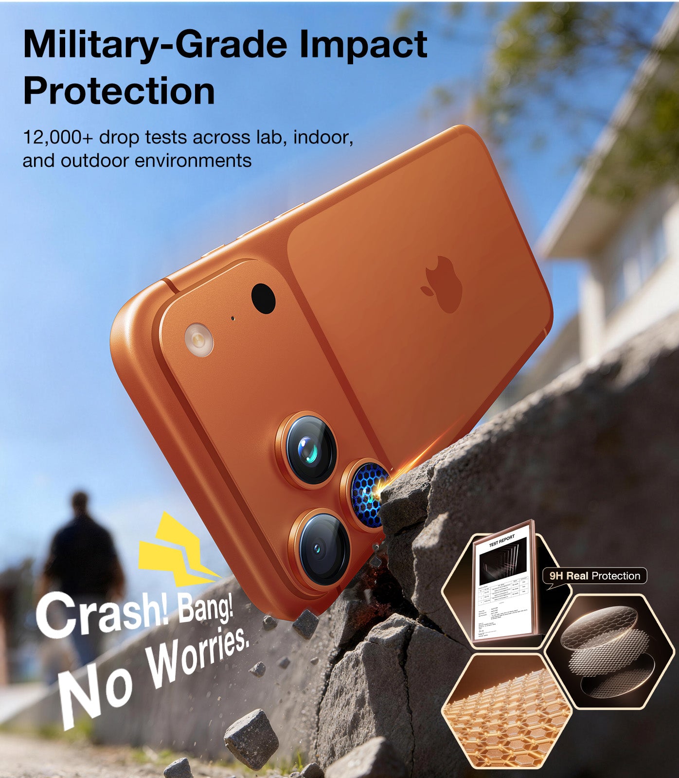 UltraGlass TOP 9H+ Glass for iPhone 17 Pro Max, 17 Pro Camera Lens Protector [NO.1 Military Grade Shatterproof] iPhone 17 Pro Max Camera Protector, 17 ProMax Lens Screen Cover, Cosmic Orange