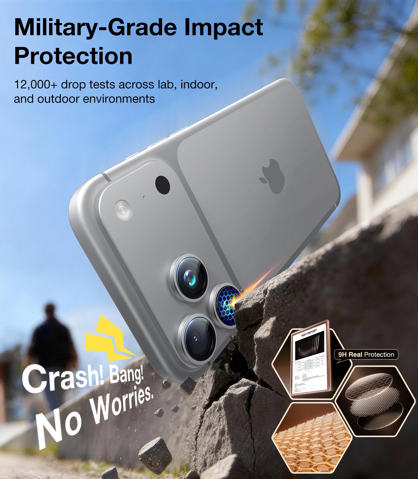 UltraGlass UNBREAK TOP 9H Glass for iPhone 17 Pro/Pro Max Camera Lens Protector, White Titanium