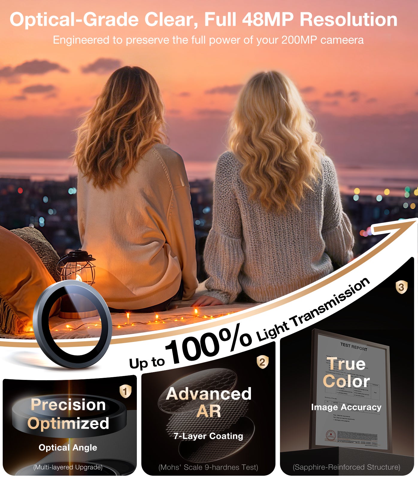 UltraGlass UNBREAK TOP 9H Glass for iPhone 17 Pro/Pro Max Camera Lens Protector, White Titanium