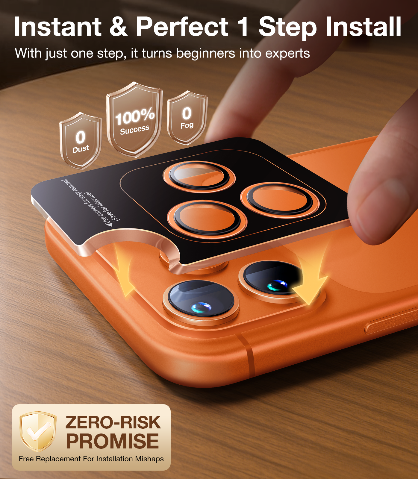 UltraGlass TOP 9H+ Glass for iPhone 17 Pro Max, 17 Pro Camera Lens Protector [NO.1 Military Grade Shatterproof] iPhone 17 Pro Max Camera Protector, 17 ProMax Lens Screen Cover, Cosmic Orange