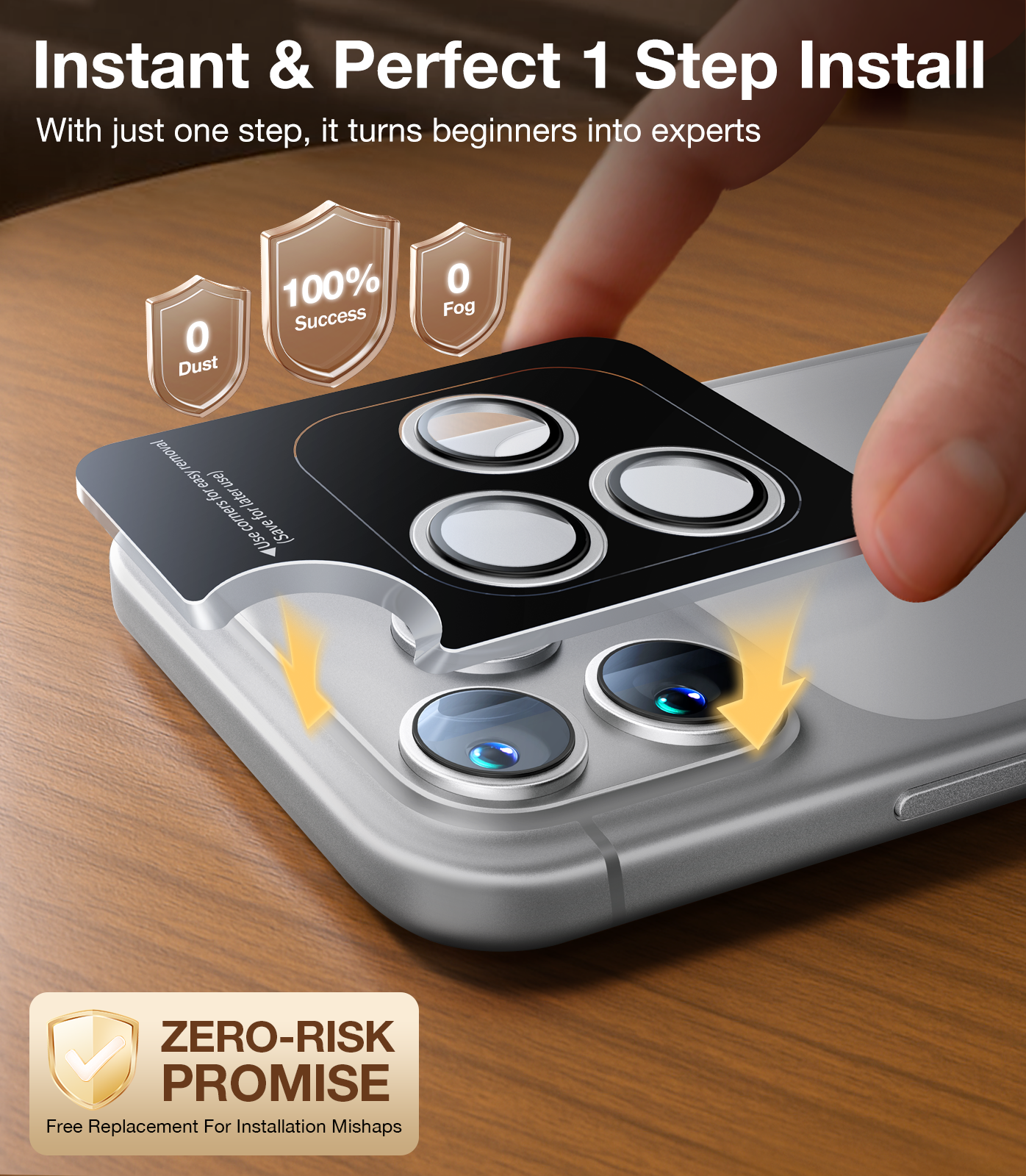 UltraGlass UNBREAK TOP 9H Glass for iPhone 17 Pro/Pro Max Camera Lens Protector, White Titanium